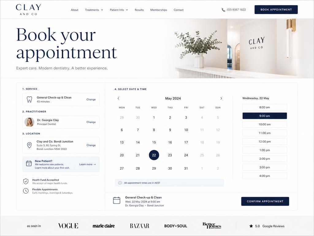 Clay and Co service website concept